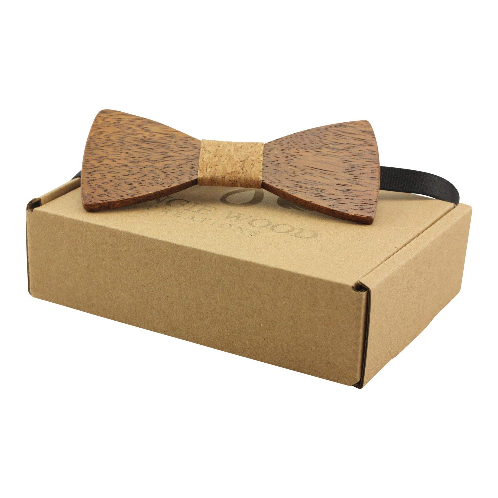 Adult Size Zebrawood Butterfly Bowtie with Cork Centerpiece