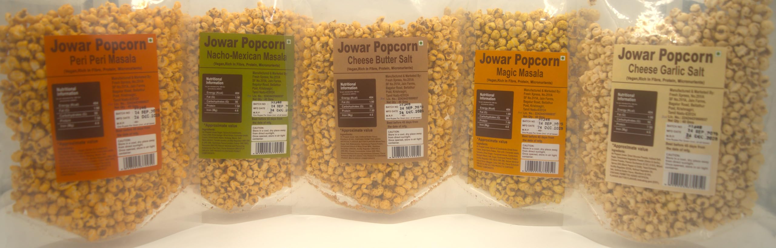 Millops Jowar Popcorn| ASSORTED PACK OF 5 FLAVOURS 5X2|Healthy snacks|40g pack of 10pcs|Cheese Garlic salt|Cheese Butter salt|magic masala|Peri Peri|Nacho Cheese Mexican|Jowar Lahi |Jowar Dhani|Jolada Aralu |Diabeties friendly|-image-49