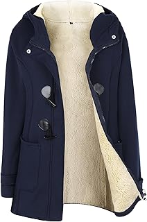 Kid's Girls Winter Fall Sherpa Lined Jacket Duffle Toggle Coat Warm Hooded Fleece Jacket Sweatshirt