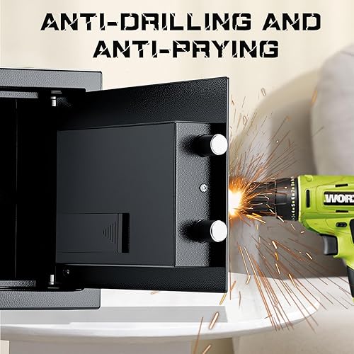 Miniatura 7 de Caja fuerte con bloqueo de huellas dactilares con teclado y llave, modo silencio, caja de seguridad electrónica personal para uso normal en el hogar