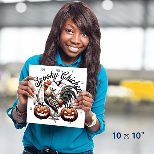 Miniatura 4 de 3dRose, Spooky Chicken Funny Halloween Vintage Inspired, 10x10 Wall Clock