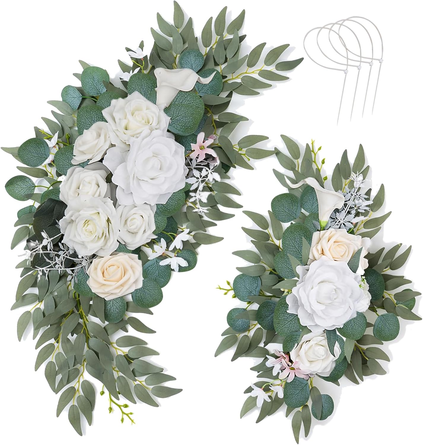 AitnWoy Artificial Wedding Arch Flowers Kit 2 PCS Dust Rose Flowers Silk Peony Floral Swag Welcome Sign for Wedding Ceremony Party Home Garland Decor (Purple)