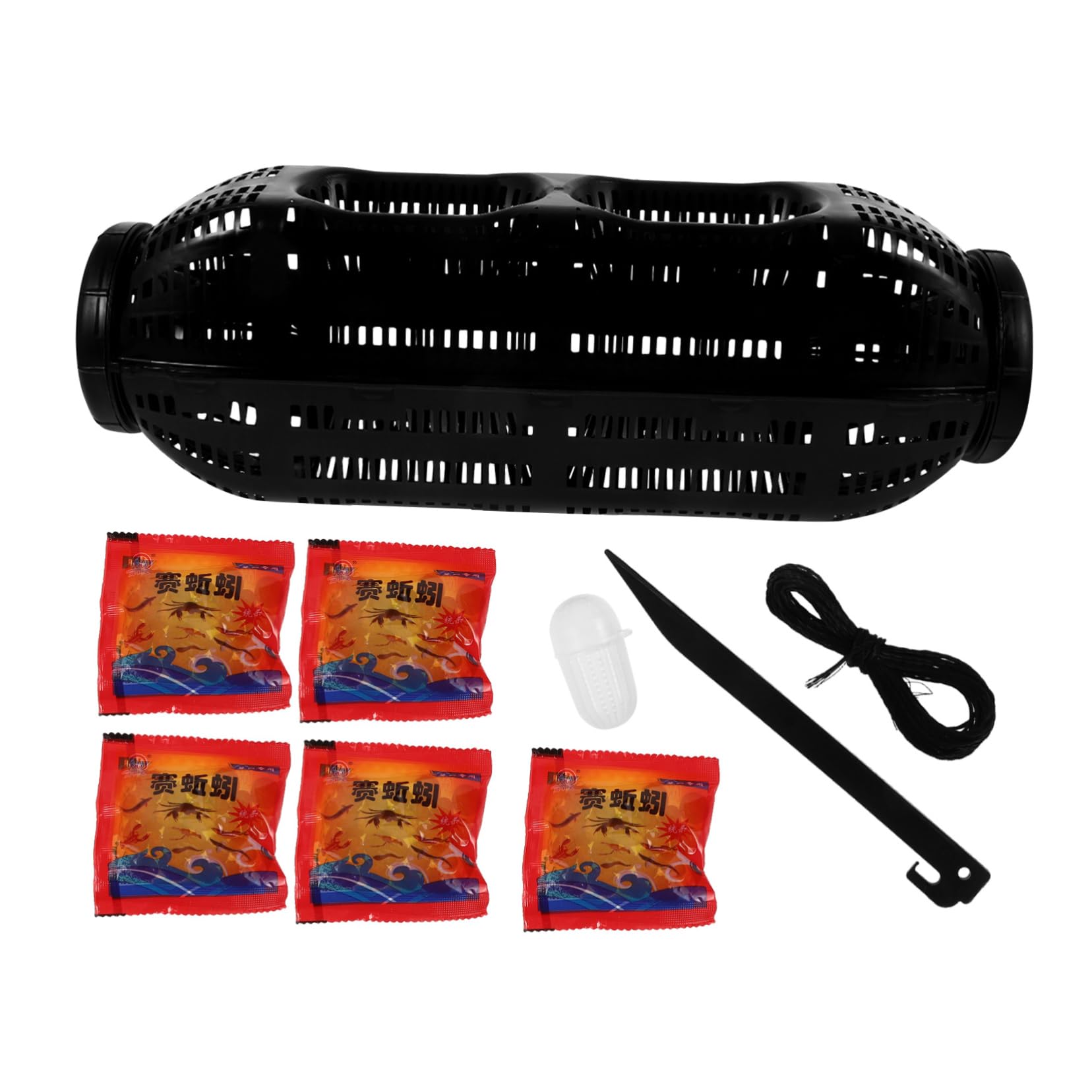 Abaodam gabbia di anguille Porta di alimentatore di pesca attrezzatura da pesca all'aperto alimentatore da pesca all'aperto gabbia per esche da pesca nido di pesca plastica Black