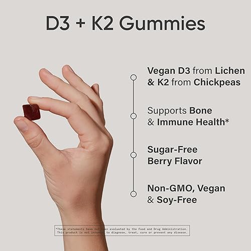 Vista 29 de Sports Research Vitamina D3 + K2 con 5000 iu de D3 a base de plantas y 100 mcg de vitamina K2 como MK-7 Verificado sin OMG y certificado vegano