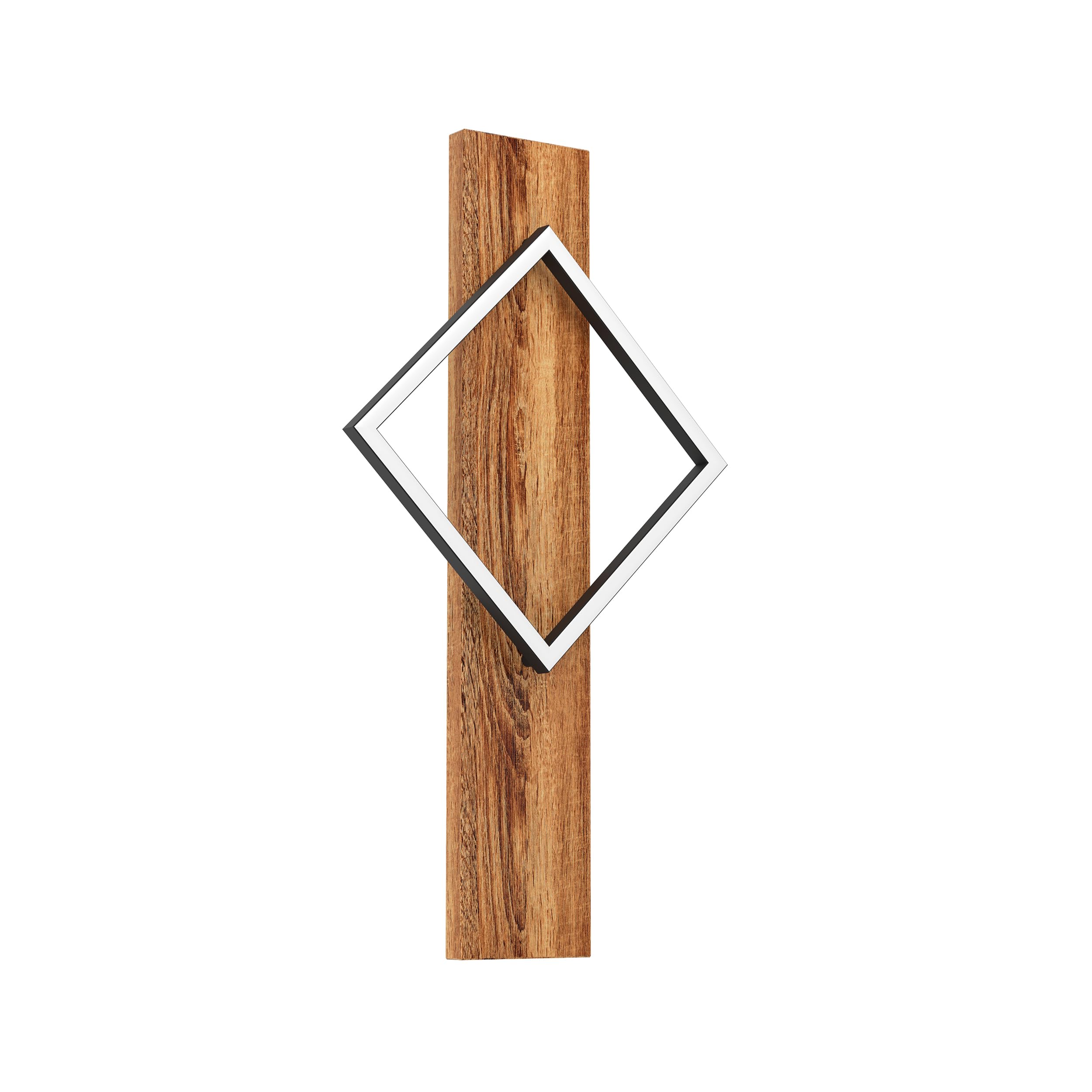 Eglo Brown And Black Led Indoor Wall Light Boyal, Living Room Lamp With Wooden Beam, Bedroom And Hallway Lighting, Rustic Wood And Black Metal, Fsc Certified, Warm White, 56 Cm