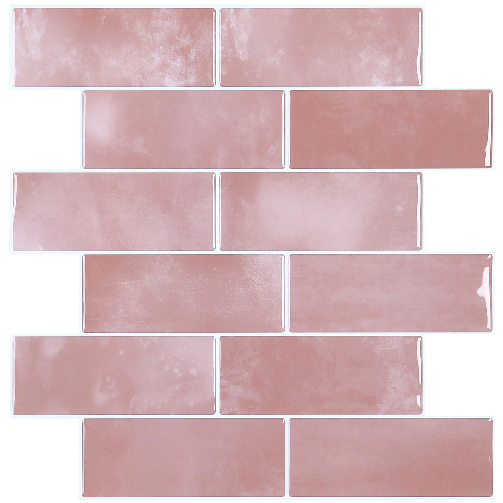 Peel And Stick Backsplash White Pink 12"×12" Boho Adhesive Wall Tiles - View #11