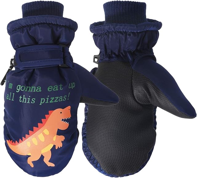 QKURT Kids Ski Gloves, Winter Windproof Snow Mittens Thermal Insulation Mitts Girls Boys Cold Weather Gloves for 2~5 Years Old Kids Sledding Snowboard Skating Cycling Running and Outdoor Activities