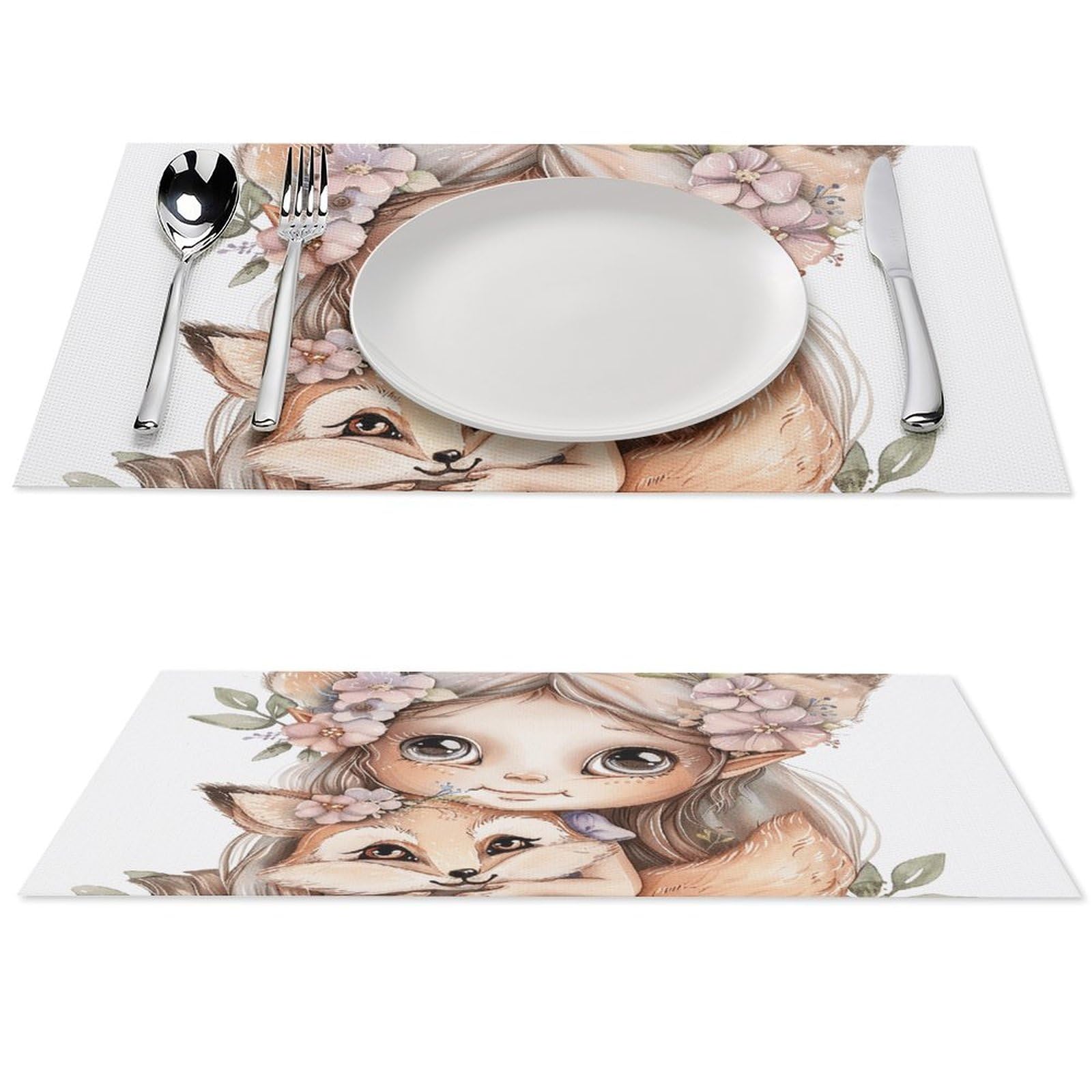 Set de table PVC tissé Holding A Fox lot de 4 napperons antidérapants pour la cuisine