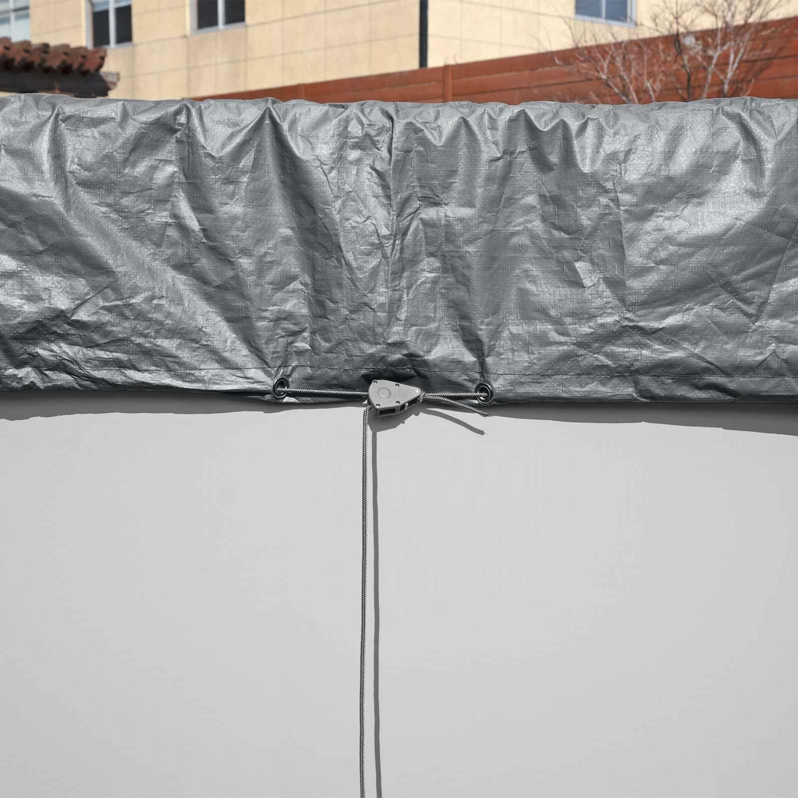 Mangloder Couverture de Piscine Ronde en Polyester Gris 3,05 m avec Sangles et Trous de Drainage adaptée à Piscine Steel Pro pour Protection Contre débris saleté Pluie et UV