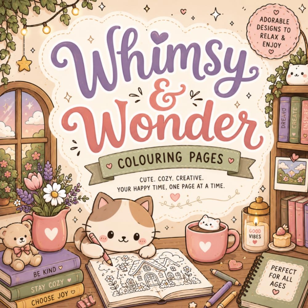 Whimsy & Wonder Coloring Book: Cute Cozy Coloring Pages for Relaxation