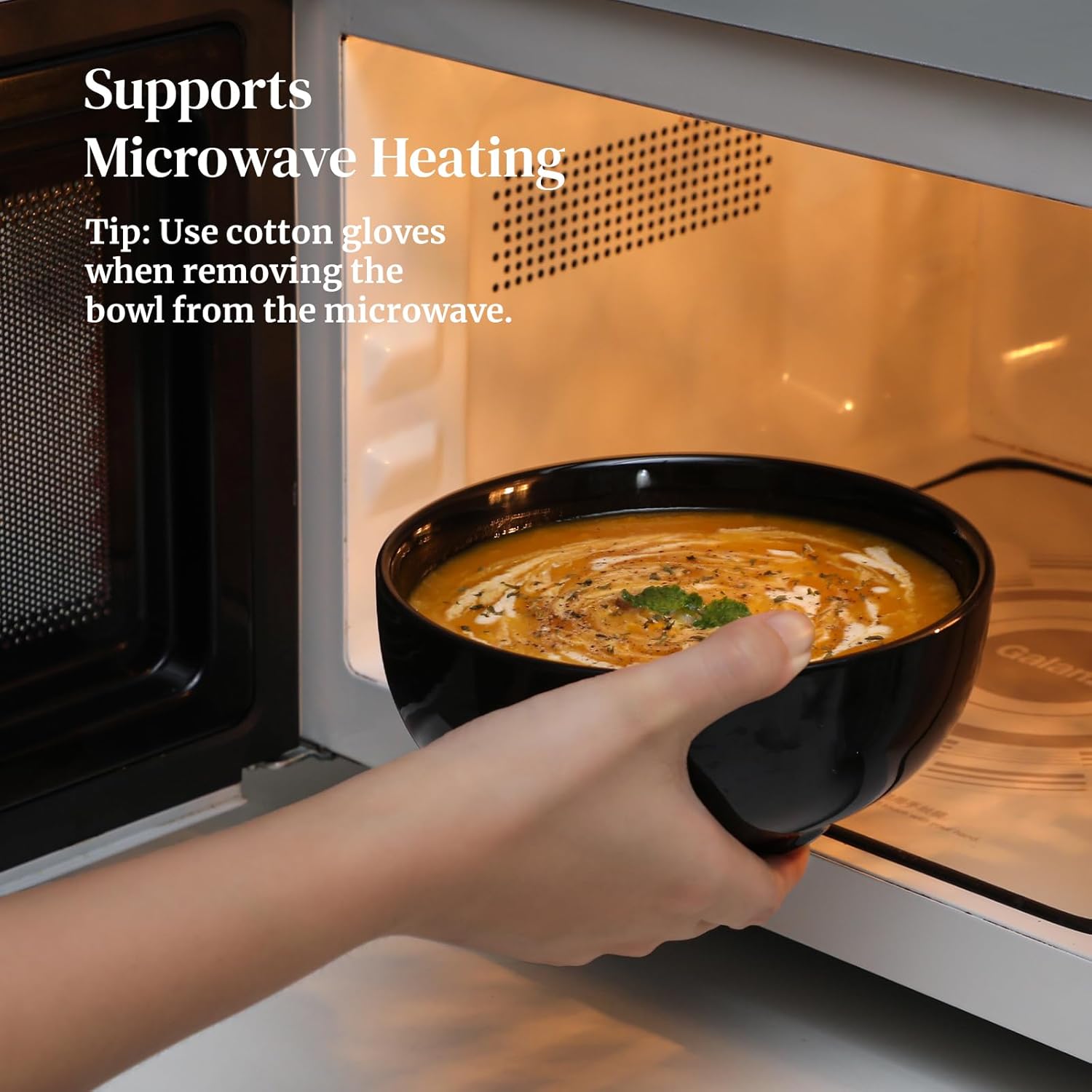 DOWAN 22 OZ Ceramic Soup Bowls & Cereal Bowls - 6" Classic Bowls Set of 4 for Soup, Cereal, Oatmeal, Fruit, Rice - Dishwasher & Microwave Safe (Black) - Image 7