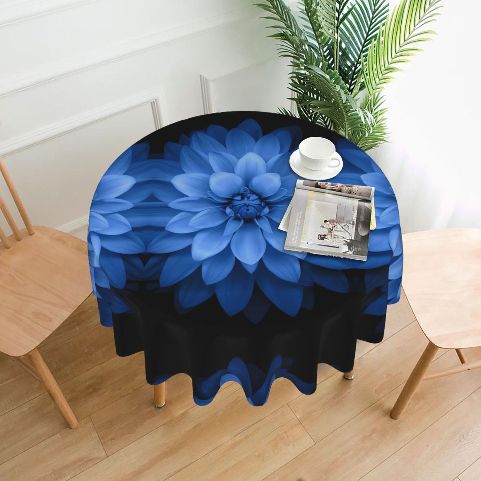 YYHWHJDE Lotus Prints Round Decorative Tablecloth 60in – Elevate Your Dining Space with this Elegant Throw for Everyday Charm & Special Occasions
