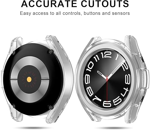 Miniatura 2 de 5+5 Paquete de protectores de pantalla para Samsung Galaxy Watch 6 Classic de 1.693 in, funda protectora JZK Hard PC + Película protectora de