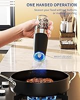 Vista 4 de CIRCLE JOY Gravity Electric Salt and Pepper Grinder Set Automatic Salt and Pepper Grinder Set with LED Light, Battery Operated, Adjustable