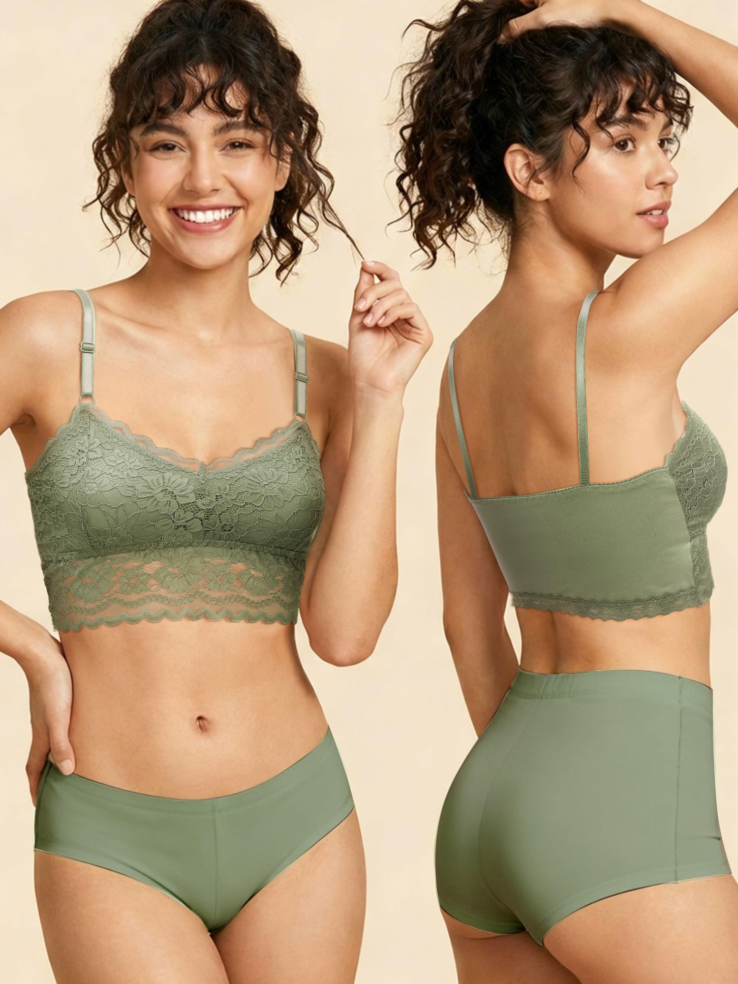 Geyoga 6er Pack Bralette Damen Spitze Sports Bra BH Damen ohne Bügel 6 Farben