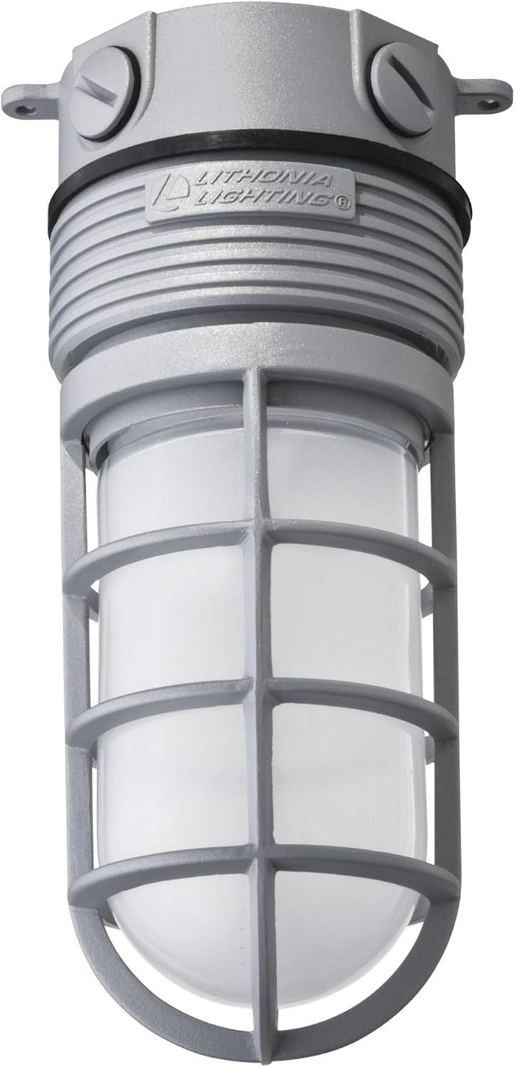 Lithonia Lighting OLVTCM M6 LED Ceiling Mount LED Vapor Light, 4000k,15 watts, 600 Lumens, 120 volts, Gray