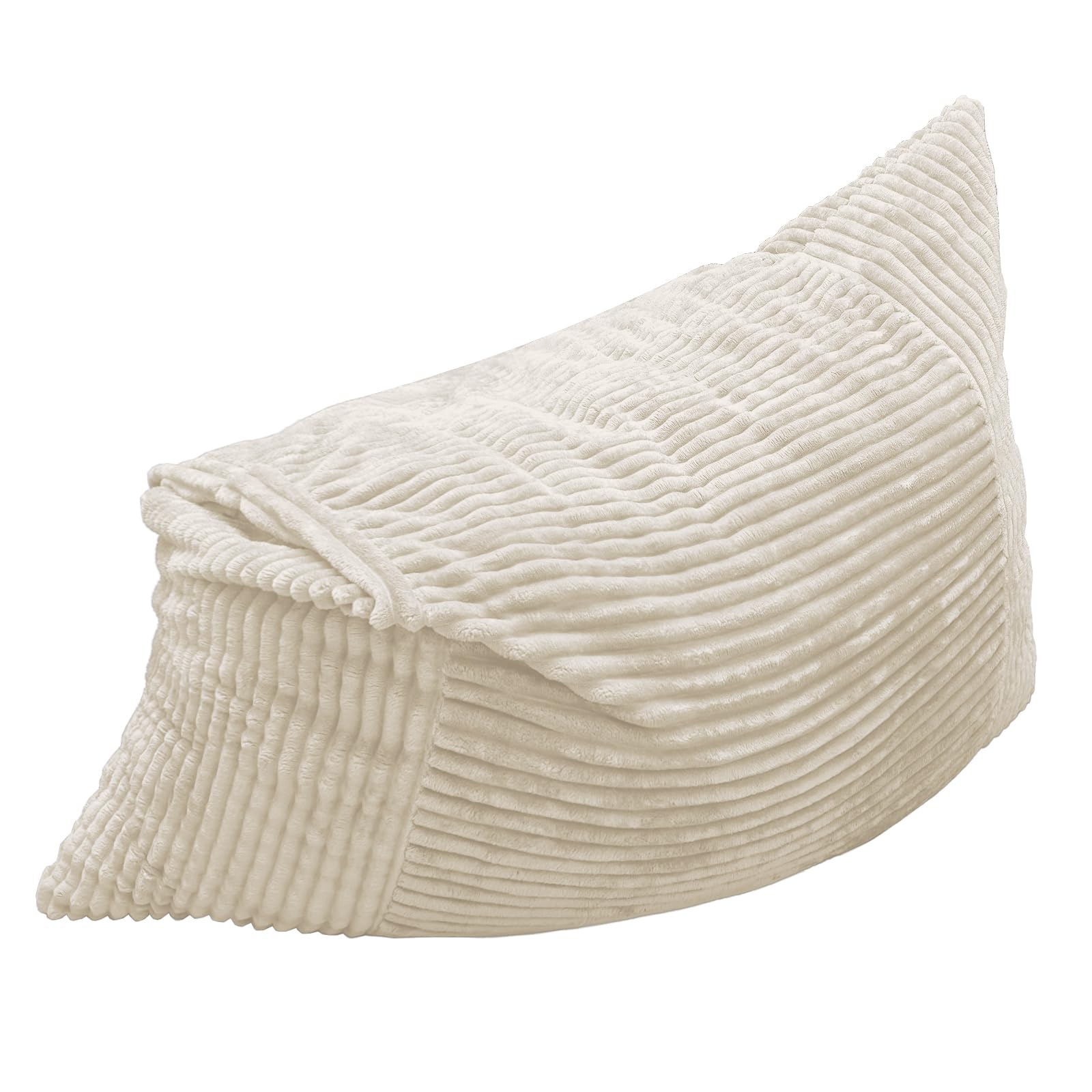 Puf XXL convertible 3 en 1 Bean Bag Sofá con espuma viscoelástica acolchada para sala de estar, puf de juegos, funda de pana mullida, color blanco