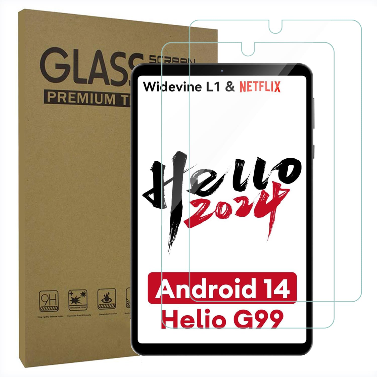 AKNICI2-Pack Screen Protector for Headwolf FPad5 Tablet 8.4 inch, Tempered Glass Film for Headwolf FPad5, Anti-Scratch 9H Hardness