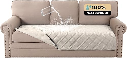 Miniatura 22 de PrinceDeco - Funda para sofá 100% impermeable para sofá de 3 cojines, apta para mascotas, antideslizante, para perros, lavable, protector de muebles