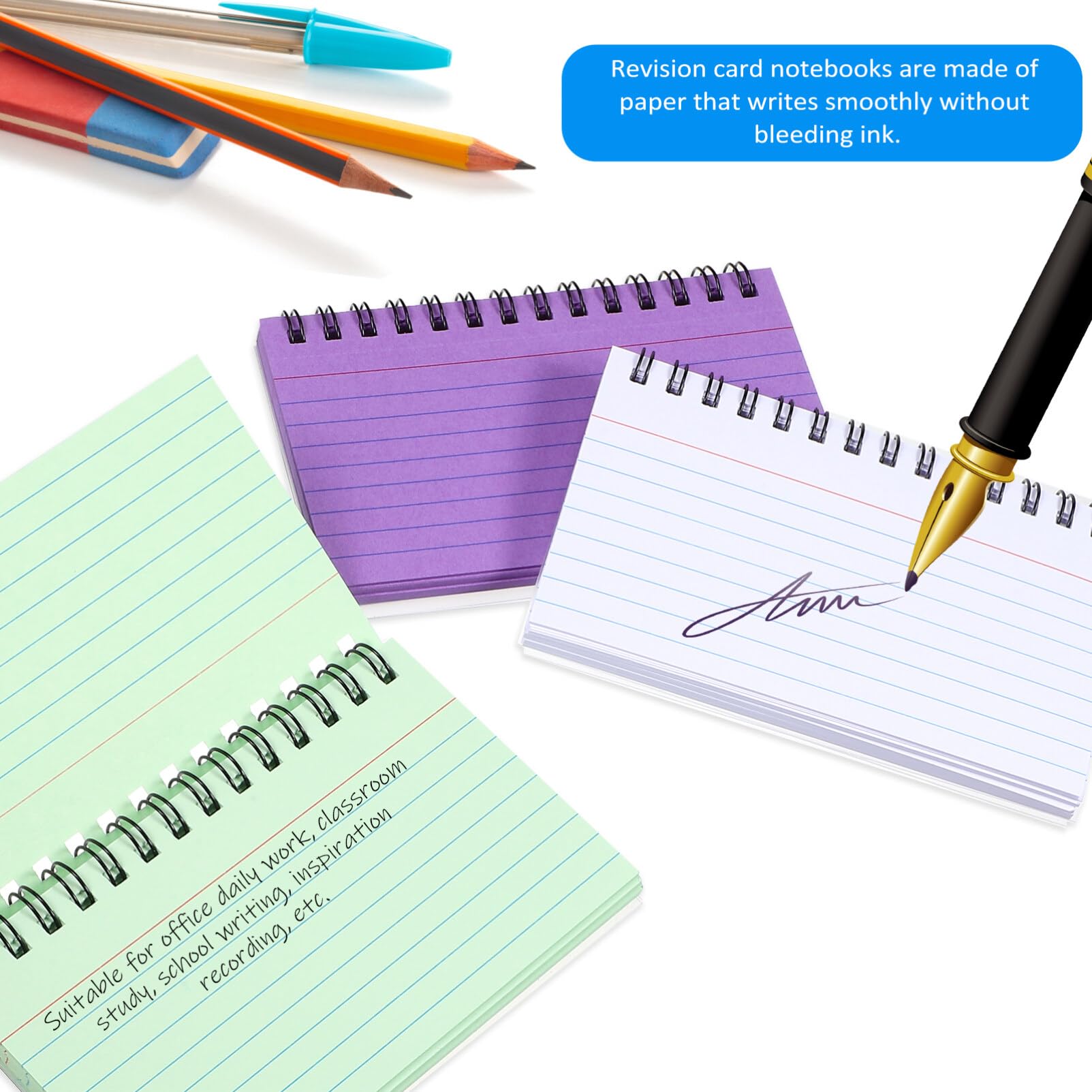 MAGICLULU 10pezzi Quaderno Spirale Schede Indice Piccole Carta Scorrevole Senza Sbavature Linee Orizzontali Per Facile Strappo Design Compatto Per Trasporto Comodo Per Ufficio Scuola Apprend