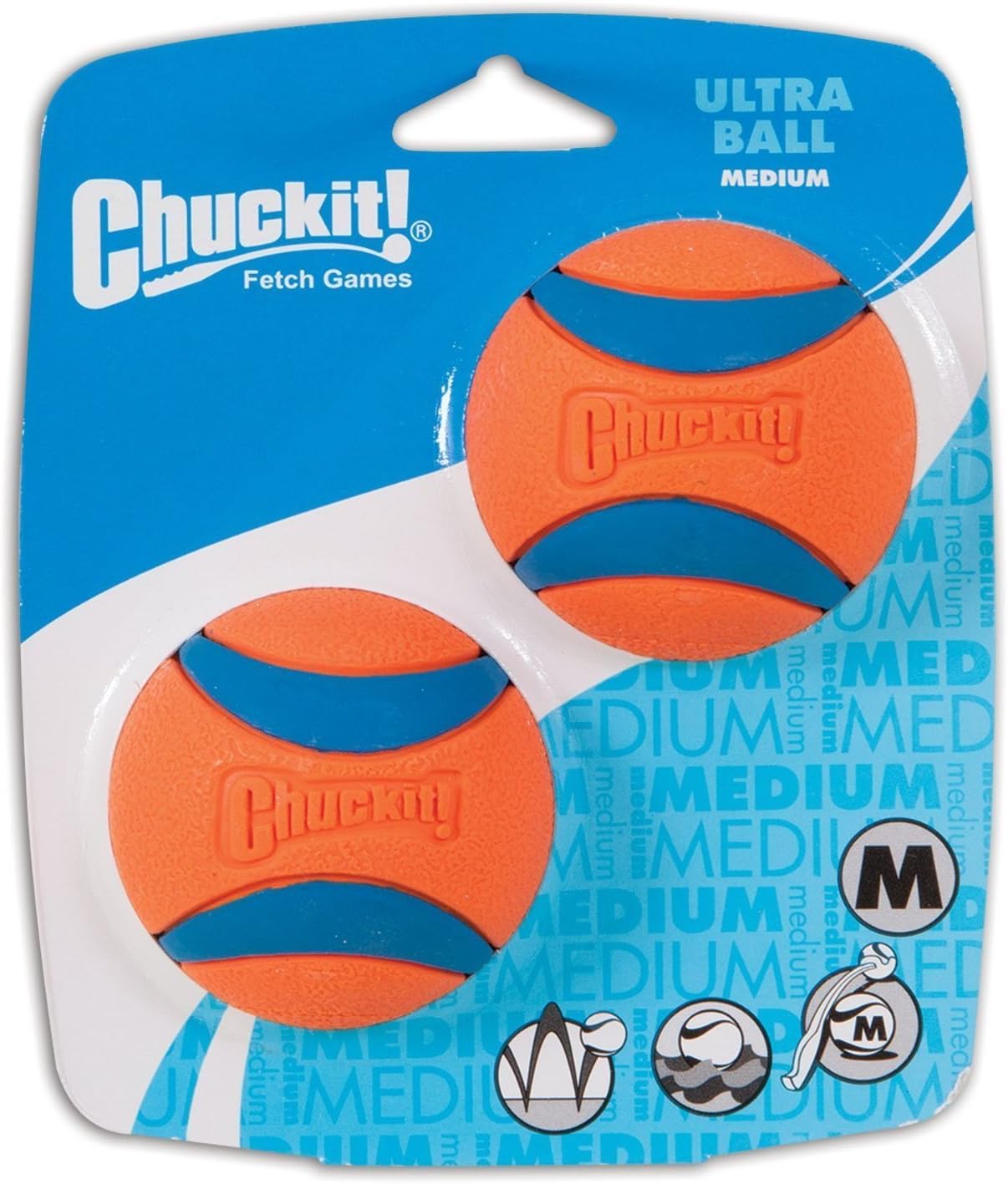 Chuckit! Medium Dog Toy Ball (6 Pack, 12 Balls Total, 2.5-Inch, Orange, Water Resistant, Medium Breeds)