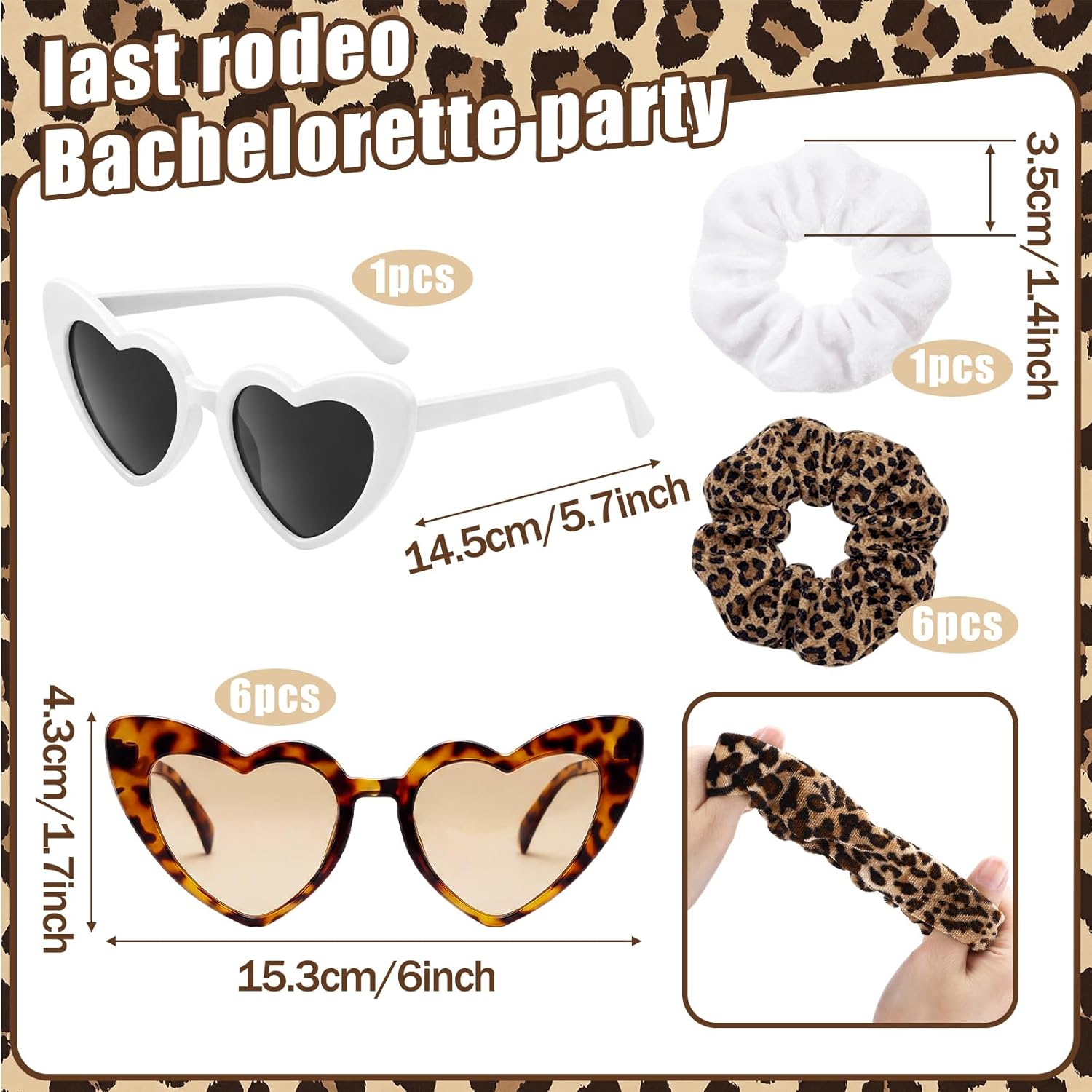 Sawysine 28 Pcs/7 Set Last Rodeo Bachelorette Favors Western Cowgirl Bachelorette Party Decoration Supplies Leopard Bridal Shower Bridesmaid Favors with Can Sleeve Makeup Bag Scrunchie Sunglass