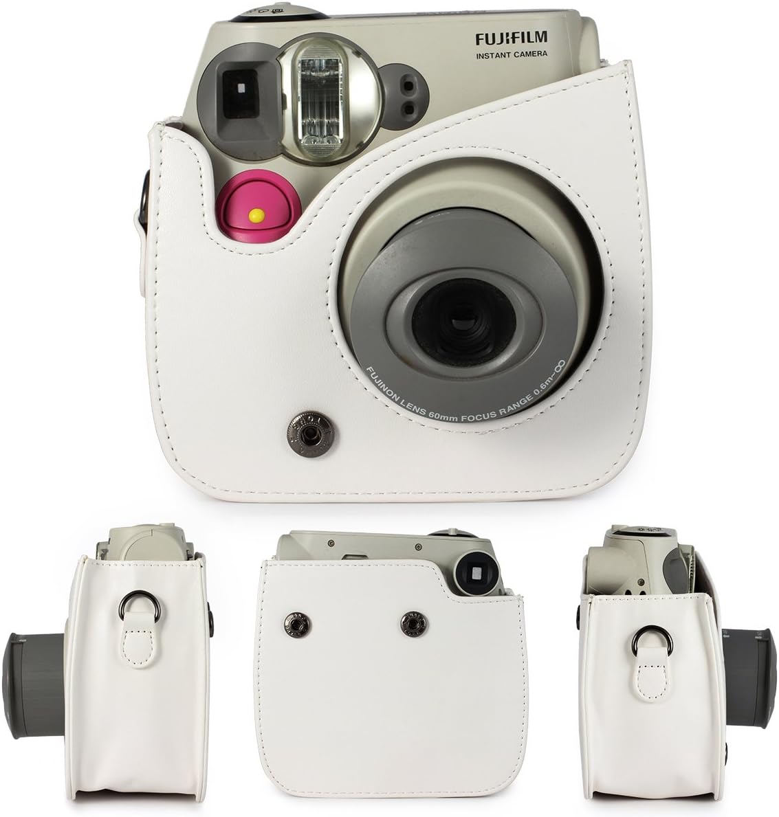 CAIUL Compatible Mini 7s Case Bundle with Album, Filters & Accessories for Fujifilm Instax Mini 7s and Polaroid PIC-300 Camera (White, 7 Items)
