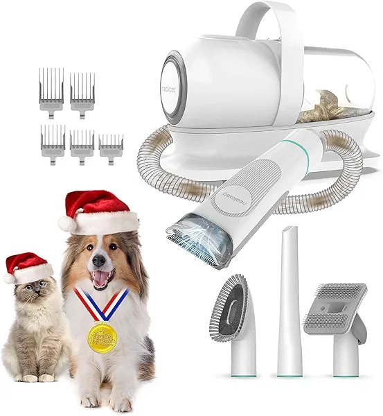Neakasa P1 Pro Pet Grooming Vacuum Suction 99% Pet Hair, Dog Grooming Kit with 5 Professional Grooming Shedding Tools for Dogs Cats and Other Animals White