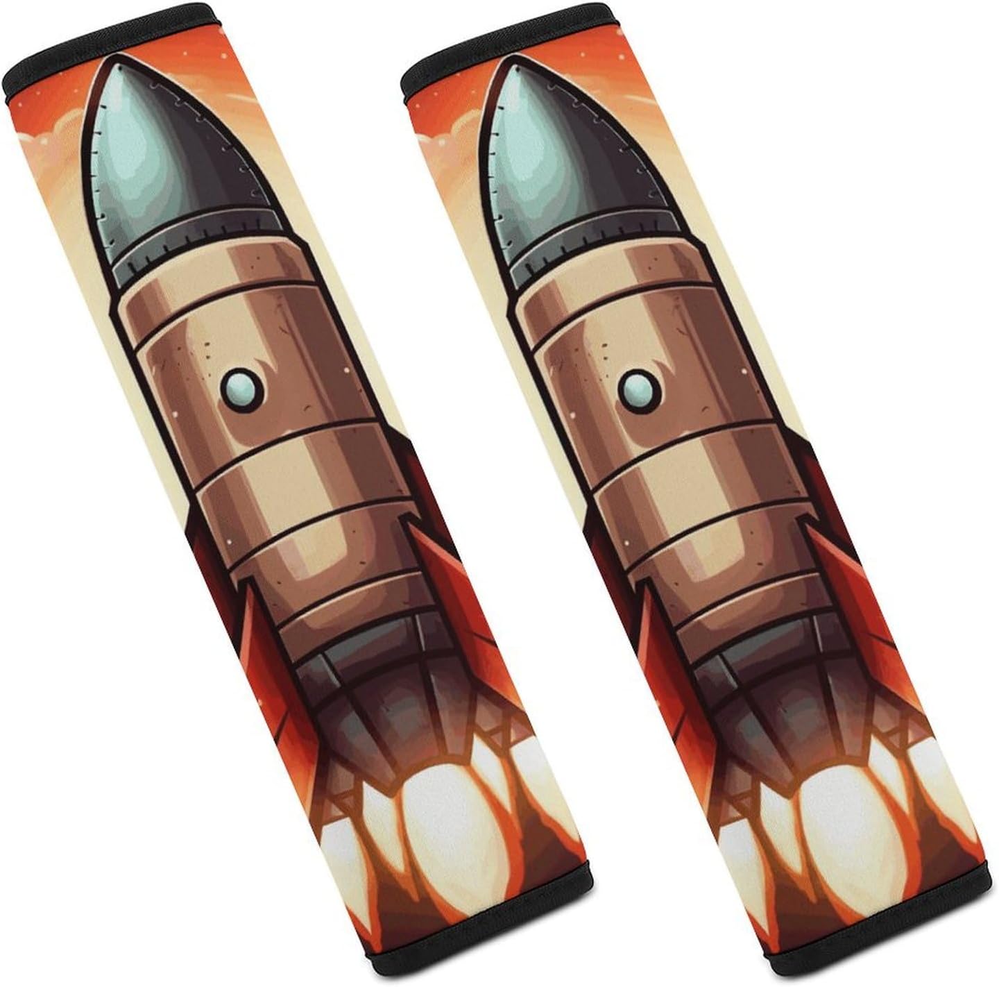 2 PCS Super Soft Car Seat Belt Pad, Cute Cartoon Rocket Printed Waterproof Sweat-Absorbing Seat Belt Covers Backpack Shoulder Pad for All Car Seats Baby Strollers