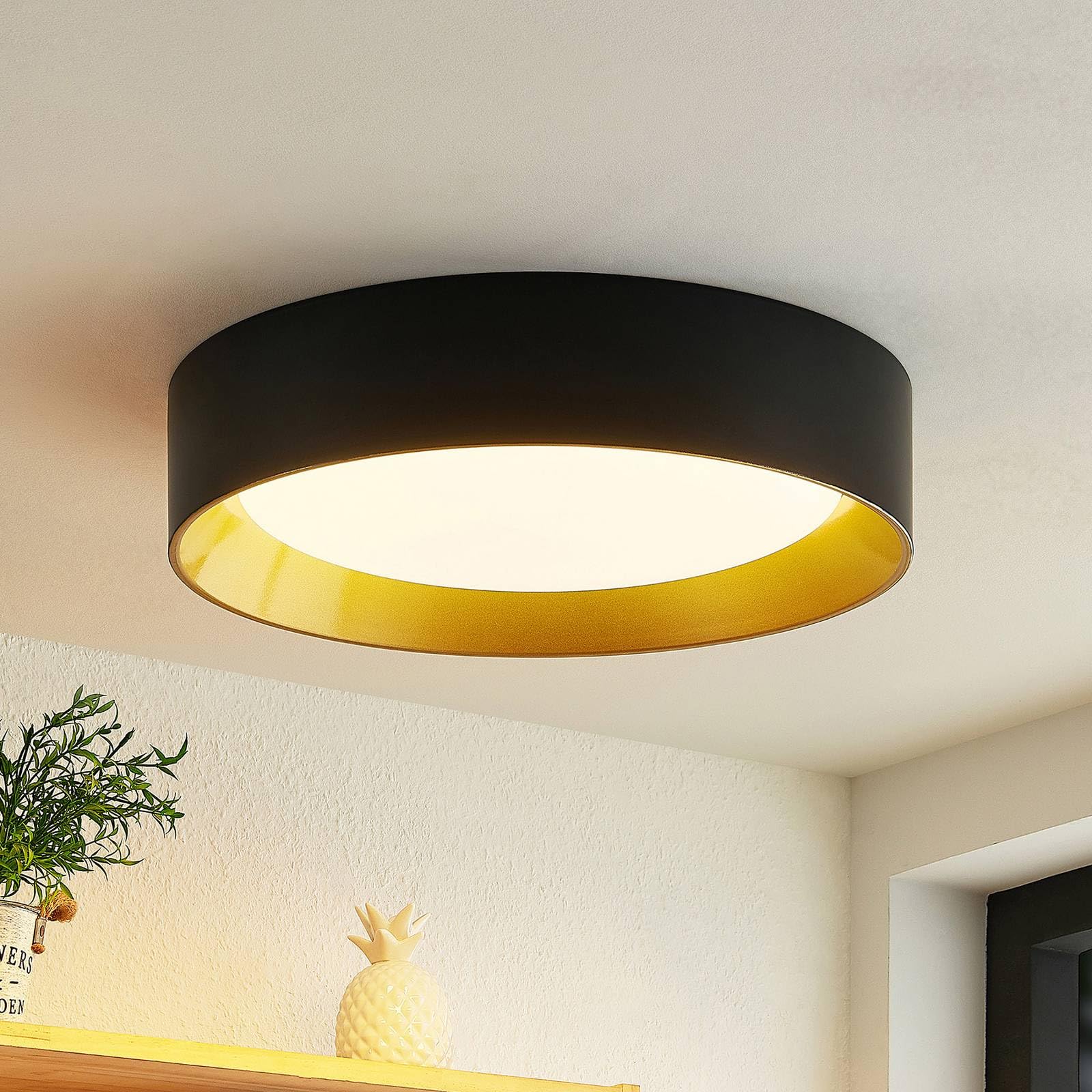 Lindby LED Deckenleuchte Kambia (Modern) in Schwarz aus Aluminium (1 flammig,) - Lampe Deckenlampe Wohnzimmerleuchte