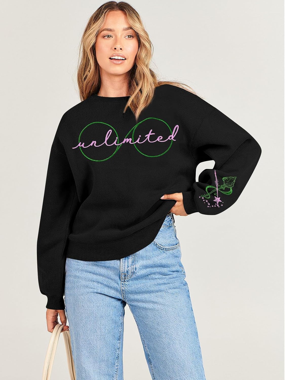 Pink Goes Good With Green Embroidery Sweatshirts Woman Musical Movie Shirts Casual Long Sleeve Pullover Tops - Image 6