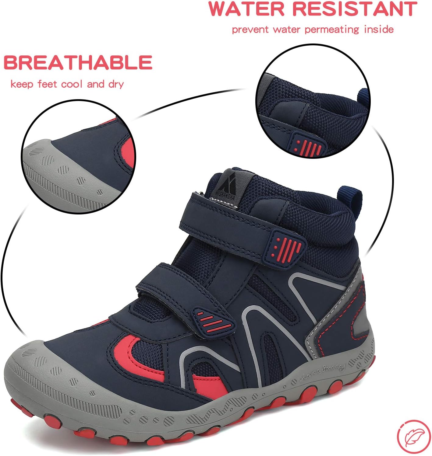 Mishansha Kids Water Resistant Hiking Boots, Boys Girls Anti Collision Anti-Skid Athletic Outdoor Adventure Trekking Shoes - Image 2