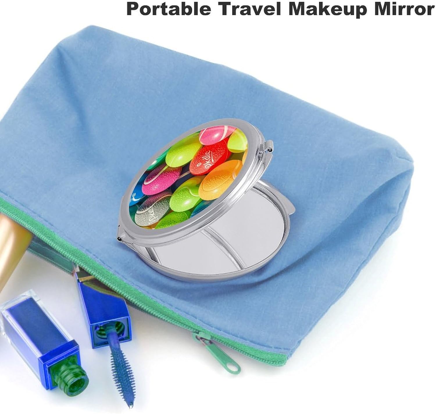 Pickleball Balls Colors Compact Mirror Portable Vanity Mirror with Dual 1x/2x Magnification Travel Makeup Mirrors for Purse Folding Pocket Mirrors for Women image 3