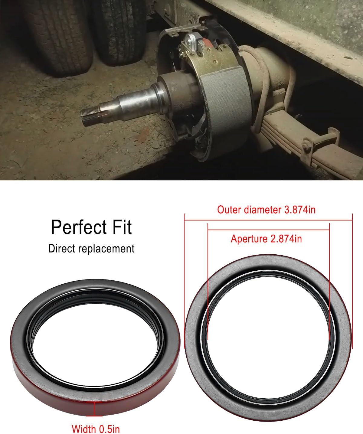 4 Pcs Trailer Wheel Hub Unitized Oil Seal Fit for Dexter 9k and 10k Universal Wheels and Heavy Duty Trailer Wheels Replace 370150BGO 010-051-00, ID 2.875'' x OD 3.880'' with Grease Seals