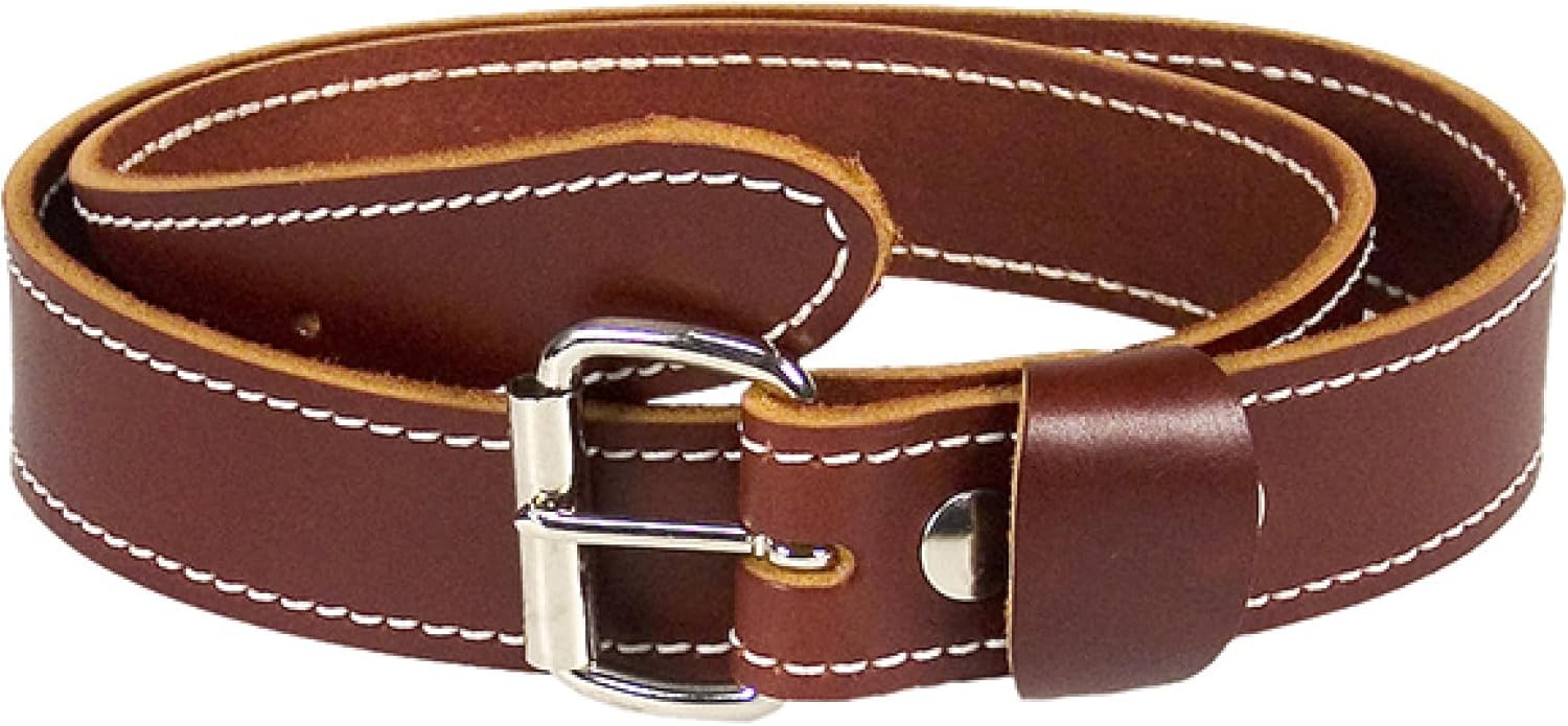 Occidental Leather 1 1/2" Working Man’s Pant Belt - Medium, Brown - Bridle Leather, Heavy-Duty Steel Roller Buckle, Edge Stitched - Made in USA