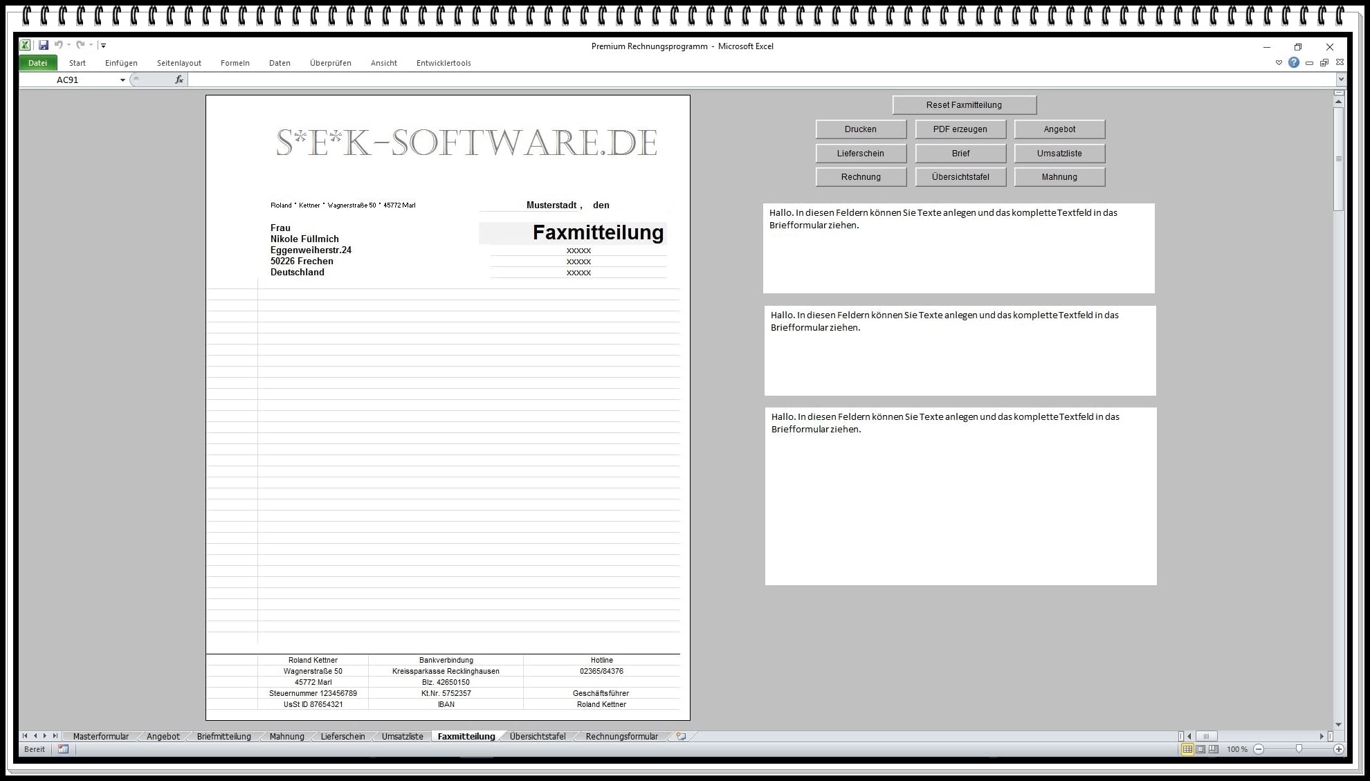 Excel Rechnungsprogramm Kundenverwaltungssoftware mit Rechnung, Angebot & Lieferschein – CRM System mit PDF & E-Mail Funktion | Ohne Abo