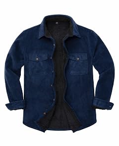 ThCreasa Mens Sherpa Fleece Lined Flannel Shirt Jacket Warm Button Down Plaid Shirt-Jac