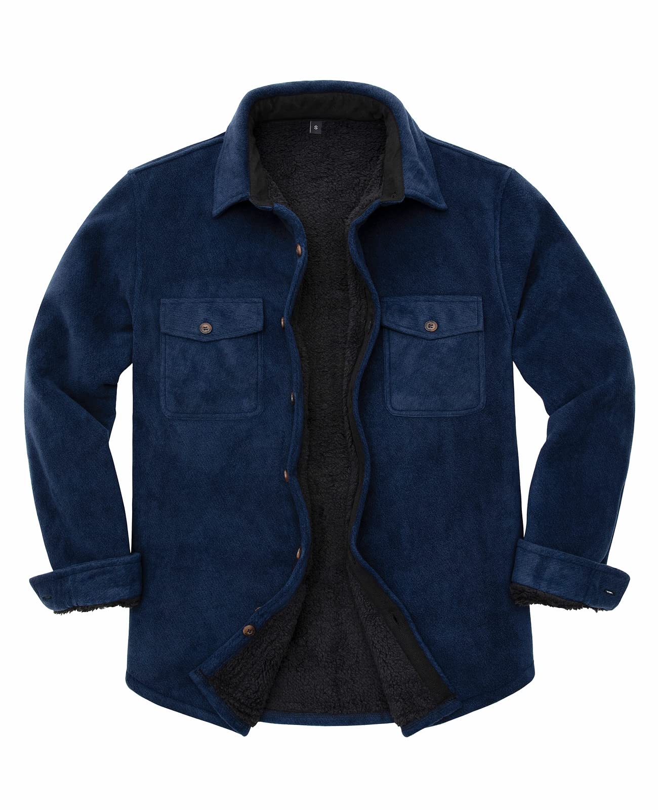 ThCreasa Mens Sherpa Fleece Lined Flannel Shirt Jacket Warm Button Down Plaid Shirt-Jac