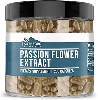 Earthborn Elements Passion Flower Extract 200 Capsules, Pure & Undiluted, No Additives