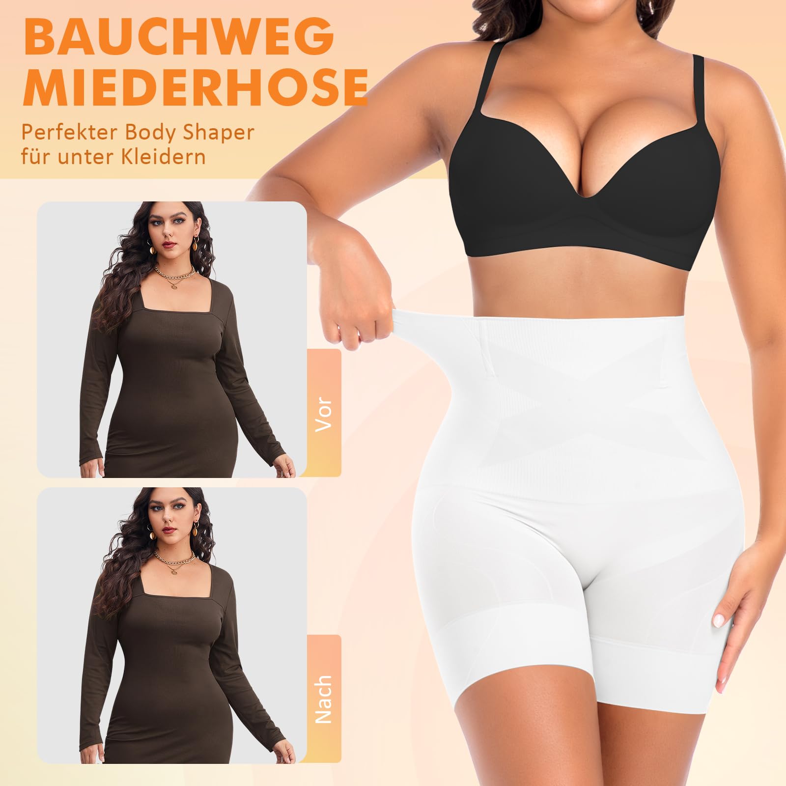 Bauchweg Unterhose Damen Shapewear Miederhose Hohe Taille Unterwäsche Figurenformend Bauchkontrolle Body Shaper Leggings Miederpants