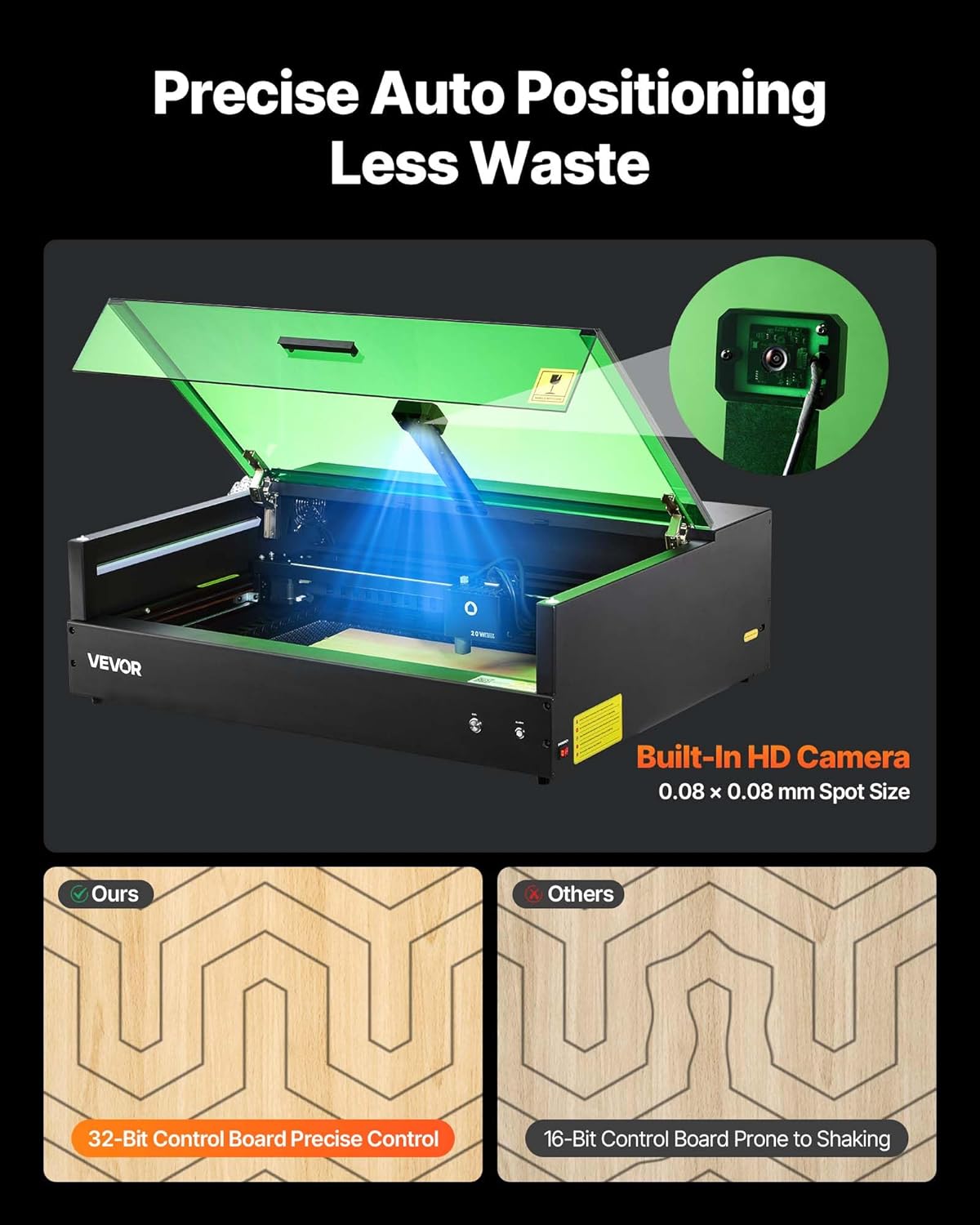 VEVOR Laser Engraver, 20W, Laser Engraving and Cutting Machine with Enclosure Camera, Laser Cutter, 36000 mm/min, 19.7 x 12.6 in Working Area, for Wood, Leather, Glass, Paper, Certain Metal, Class 1