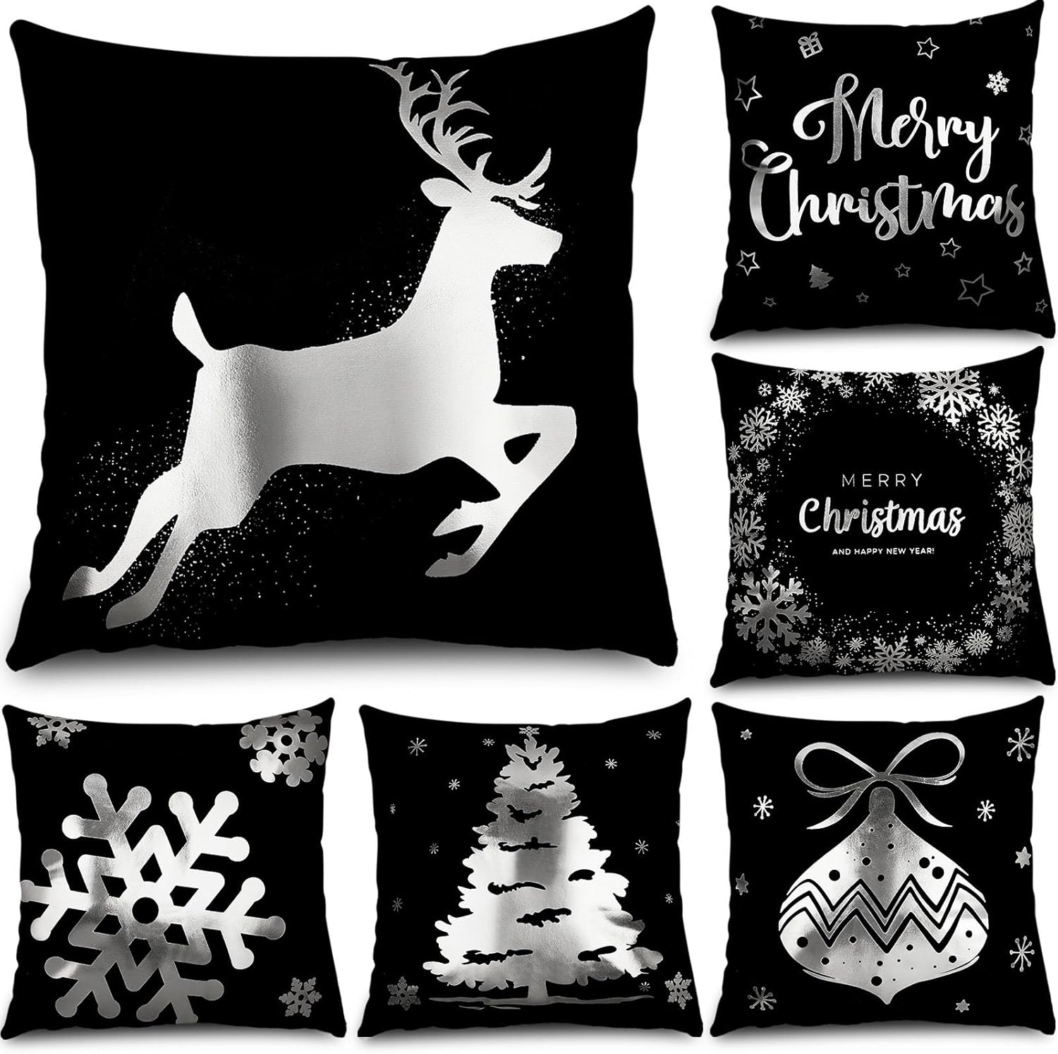 6 Pcs Christmas Pillow Covers Cushion Covers Decoration