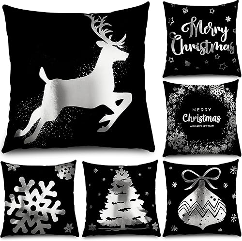 Tatuo 6 fundas de cojín navideñas para decoración de Navidad, decoración de vacaciones, para sofá, decoración de Navidad, oficina, dormitorio, 18 x