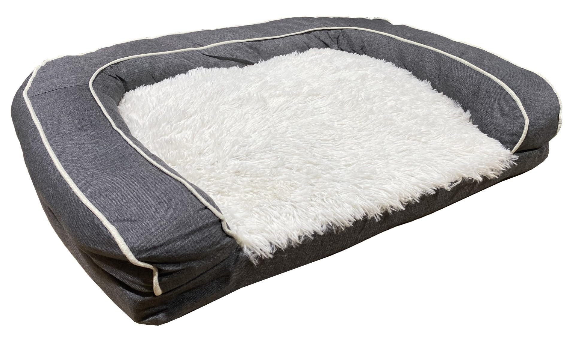 Cama para Perros Grandes, Sofá Esponjoso para Perros, Cama Rectangular para Perros, Camas para Perros Lavables Antideslizantes, 80x60x30cm, Se Adapta a Mascotas de hasta 27kg (Gris)