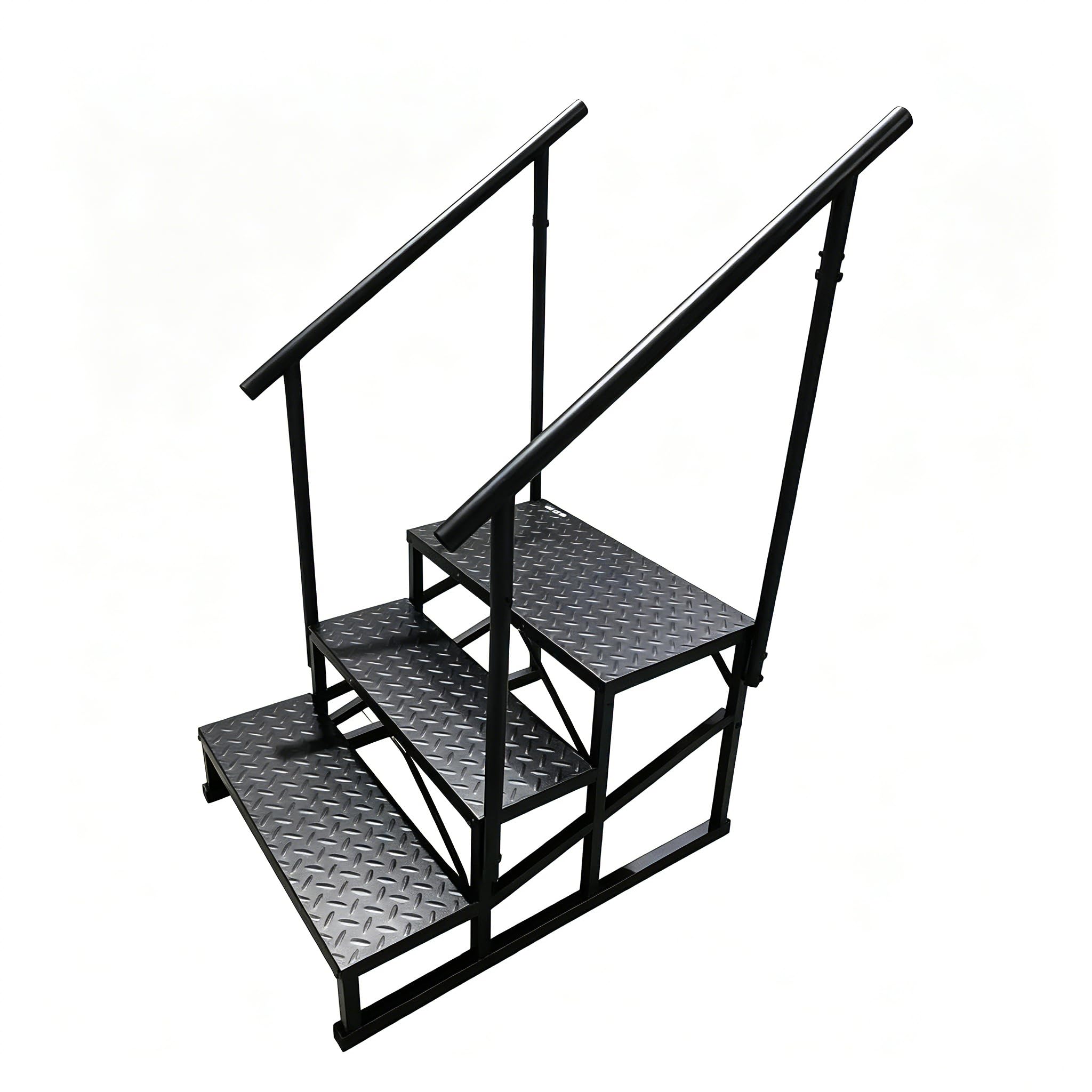 Garvee Escalier extensionérieur antidérapant pour Camping-Car – 3 marches Robustes en métal avec Double Rampe, idéal pour Maison Mobile, Spa, Piscine, Usage intérieur/extensionérieur – Noir