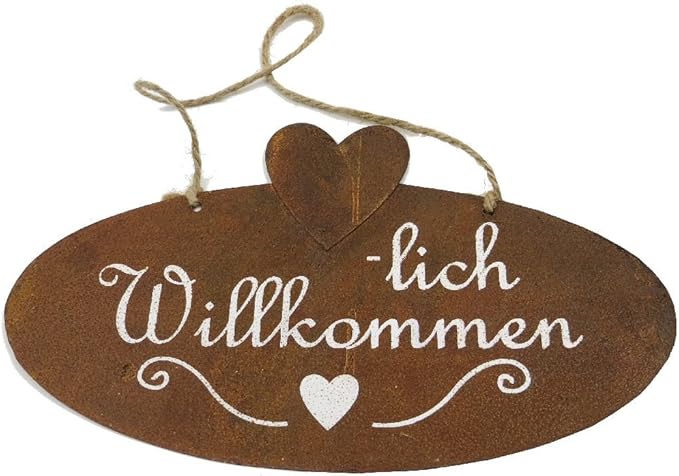 Schild Willkommen Mit Herz Rostschild Mit Spruch Herzlich Willkommen Amazon De Garten