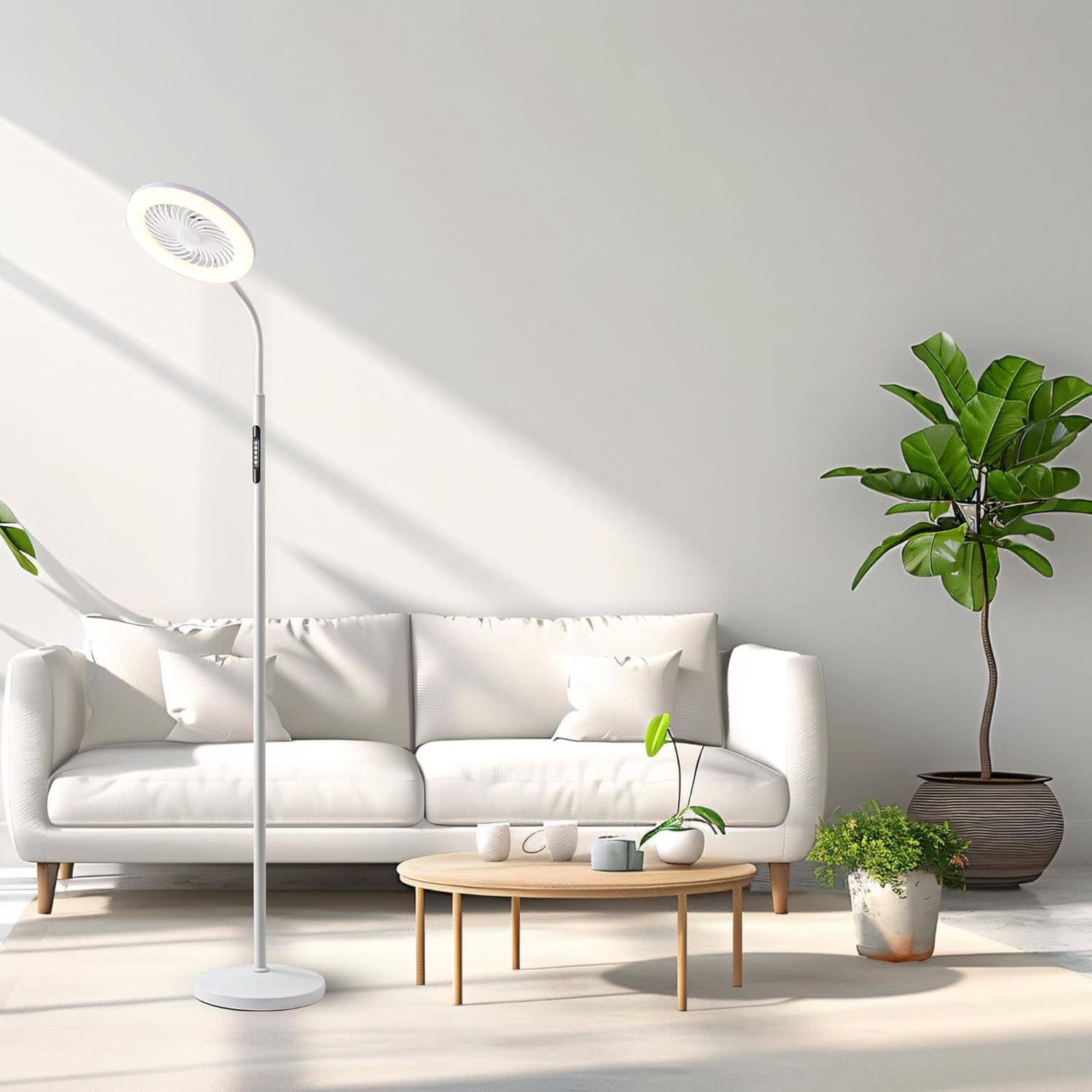 Floor Fan With Lights,Super Silent Multifunctional Dimming Fan,Vertical Touch LED Fan Floor Light,Dual-Purpose Foor Lamp for Floor Fans,Modern Infinite Dimming Floor Light for PianoRoom,Bedroom