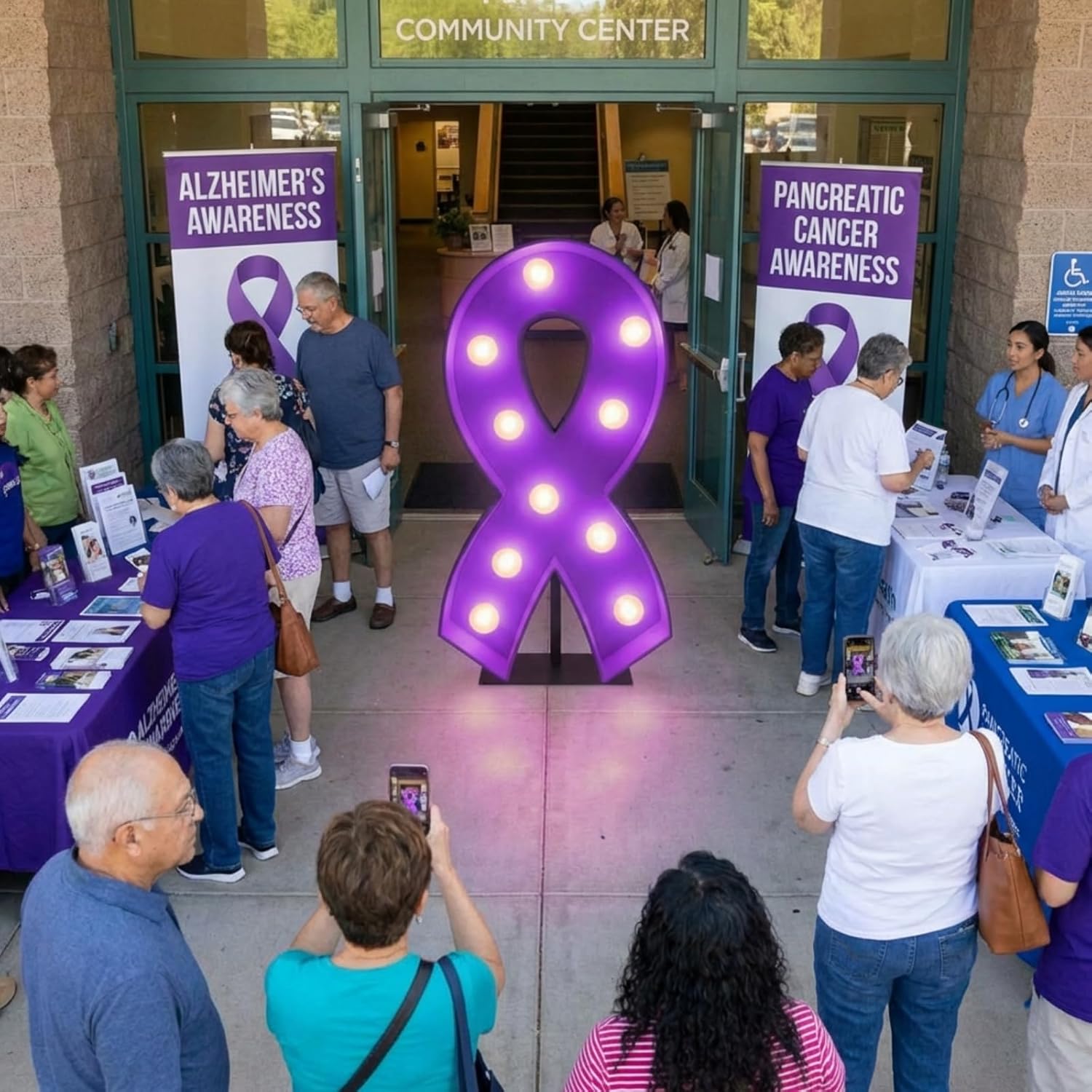 Retisee 3ft Light up Marquee Purple Cancer Awareness Ribbon Mosaic Balloon Frame with Light Epilepsy Pancreatic Cancer Awareness Items Pre-Cut Foam Board Lupus Domestic Violence Alzheimers Products