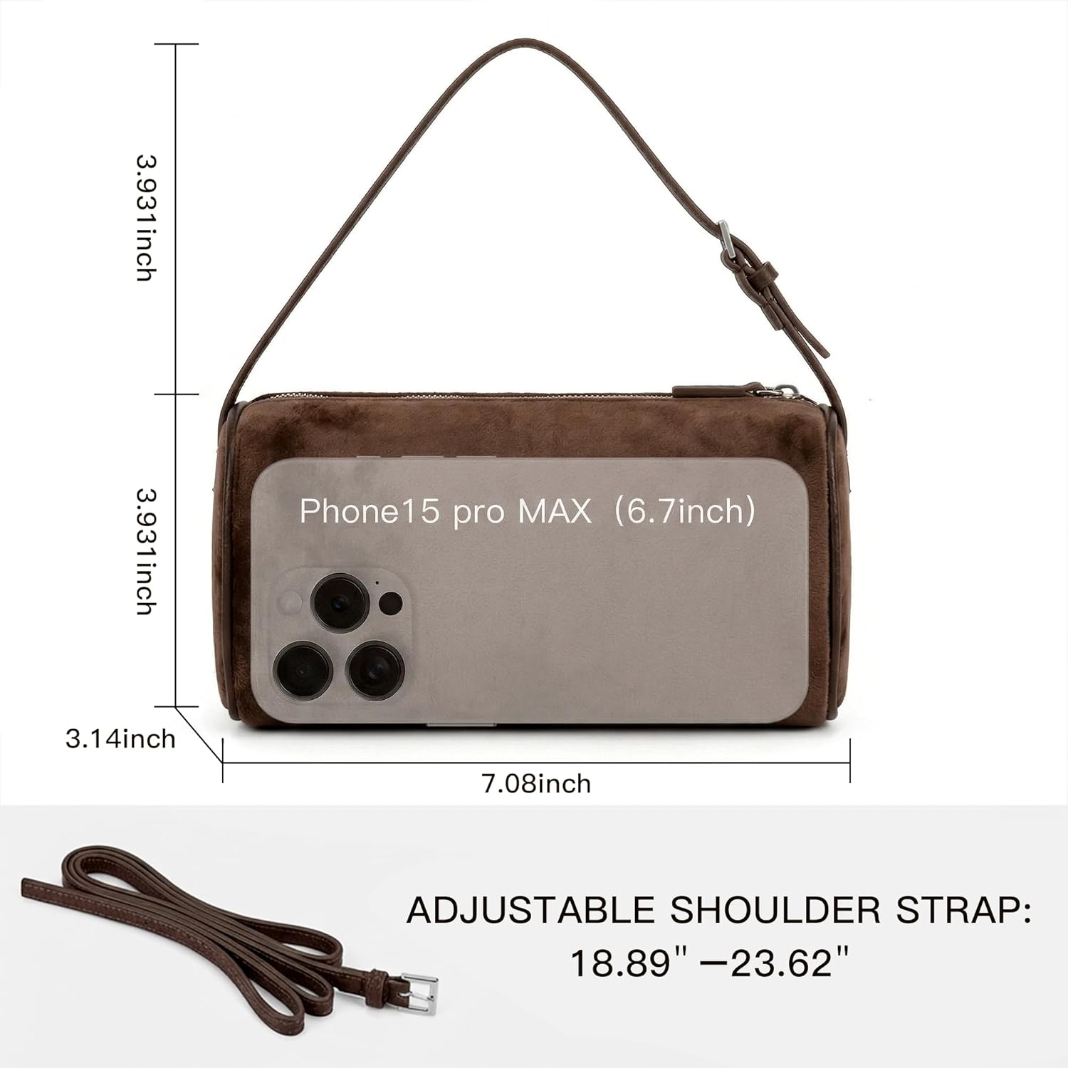 Hobo Crossbody Bags For Women,Vegan Leather Barrel Bag For Ladies,Designer Mini Pruse With Adjustable Strap