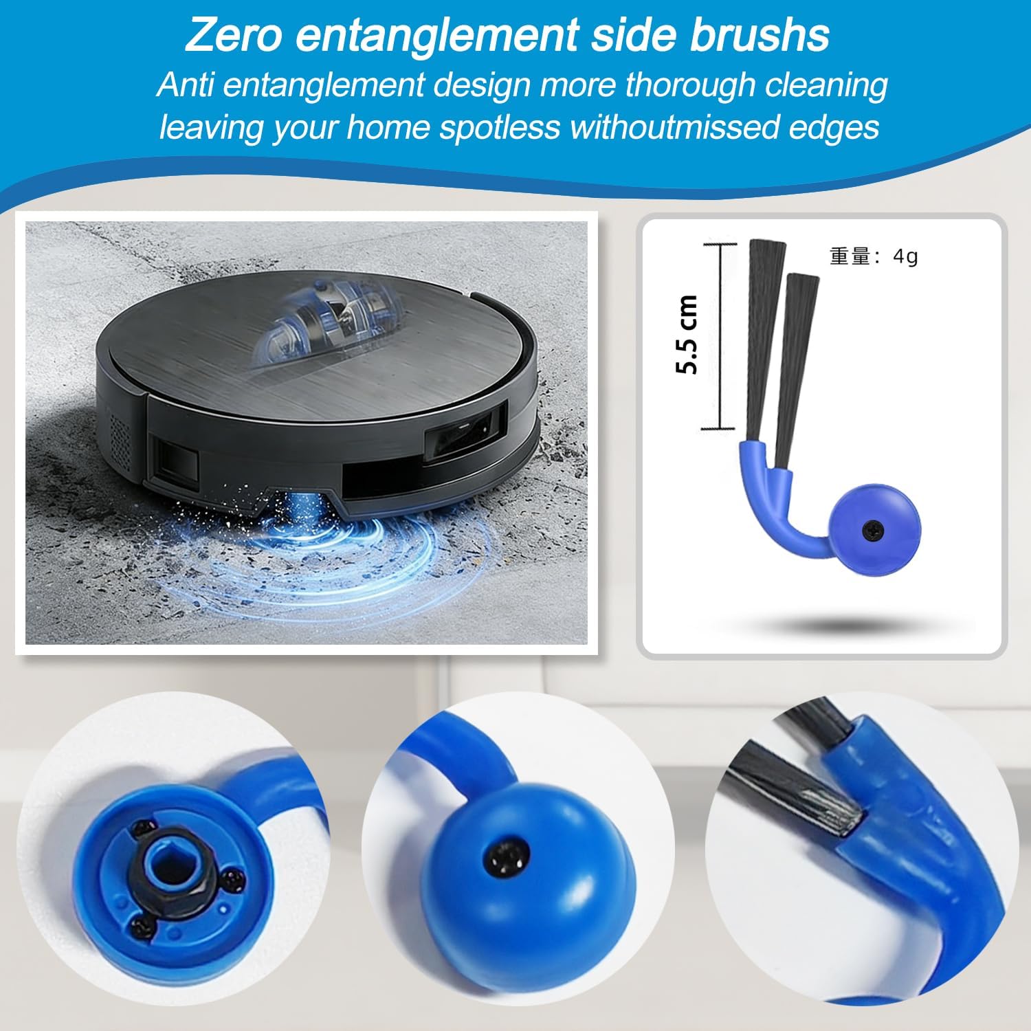 Accessories Kit Compatible with Yeedi S20 Infinity Robot Vacuum,2 Main Brush, 6 HEPA Filter, 6 Roller Mop, 6 Side Brushes,Replacement Parts